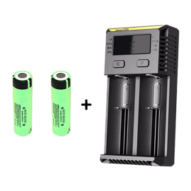 Nitecore NEW I2 oplader + 2 stk. Panasonic NCR18650B 3400mAh Li Ion batterier